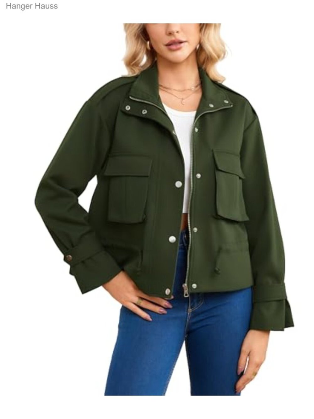 Cropped Bomber Jacket Women Lightweight Zip Up Long Sleeve Oversized Utility